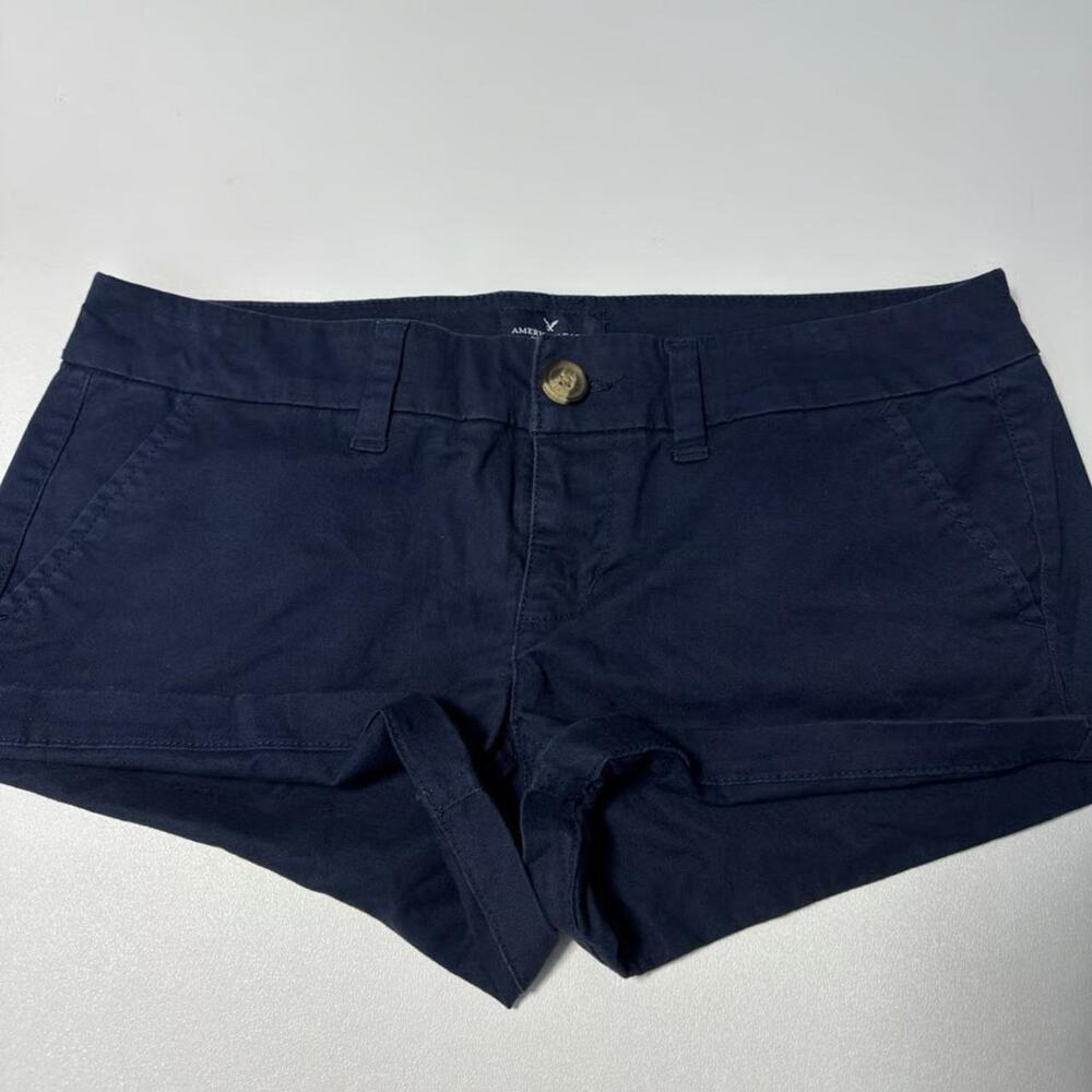 American Eagle Low Rise Navy Blue Cuffed Chino Trouser Shorts Size 4